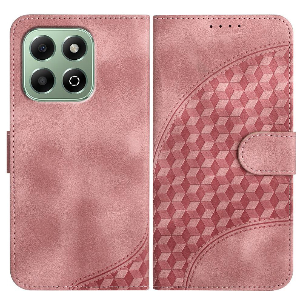 (Pink) Flip Case For Honor X6b Geometric Pattern Pu Leather Flip Cover Magnetic Card Holder Shockproof Leather Case Flip Business Pink 764563612925
