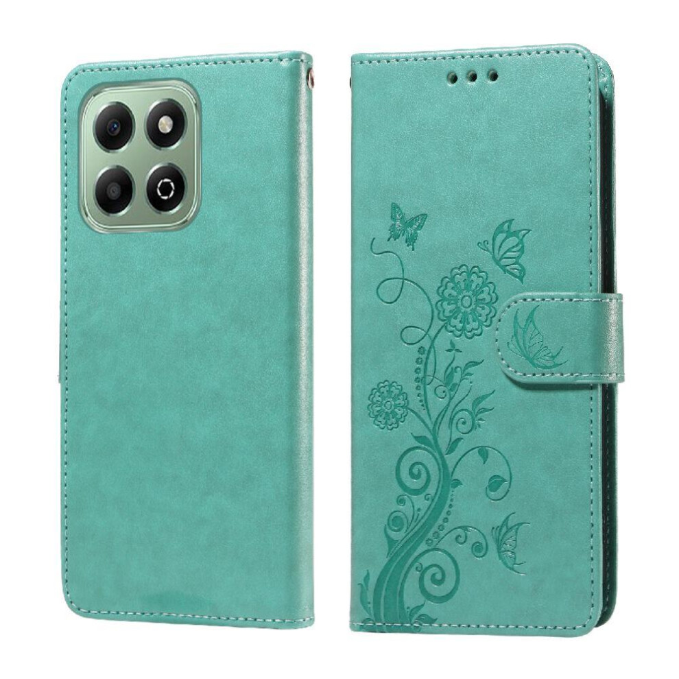 (Green) Flip Case For Honor X6b Leather Cardslots Flower Flip Green 764563613007