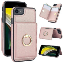 (Rose Gold) IPhone 7 Plus/IPhone 8 Plus Case With Card Holder,Military Grade Drop Protection,Durable Shockproof Cover-Purple
