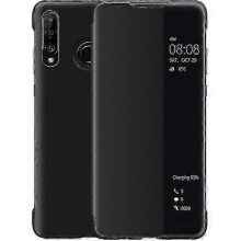 Huawei P30 Lite Case, Smart View Leather Flip Case, [Power Saving Mode][Full Protection](P30Lite,Bla