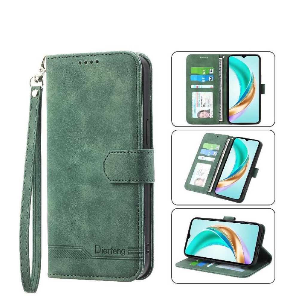 (Green) Flip Case For Honor X6b Cash Pocket Wristband Card Slots Magnetic Closure Premium Green 764563613458
