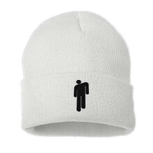 (White) Fashion Unisex Autumn Winter Billie Eilish Embroider Knit Hat Hip Hop Beanie Cap