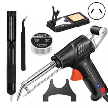 (AU Plug, BK Externally heated) Electric Soldering Kit Manual Auto Feeding Tin Solder Machine for Repairs Home DIY