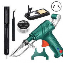 (AU Plug, GN Internal Heated) Electric Soldering Kit Manual Auto Feeding Tin Solder Machine for Repairs Home DIY