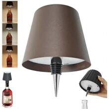 (Brown) Wireless Bottle Lamp, 3 Color Rechargeable Wine Bottle Lights for Bars Restaurants