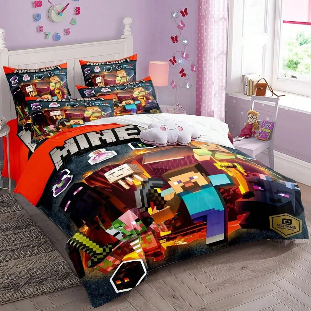 (3, 135x200cm-2pcs) Anime quilt cover My World Duvet Cover My World Monster Hunters Bedding Set Pillowcases Single Bedclothes Children's Kids Adult