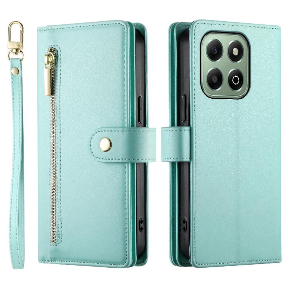 (Green) Flip Case For Honor X6b Wrist Strap Wallet Compartment Multifunctional Card Slots Kickstand Green 764563613786