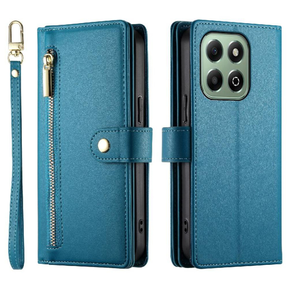 (Blue) Flip Case For Honor X6b Business Stand Multifunctional Wallet Crossbody Strap Blue 764563613755