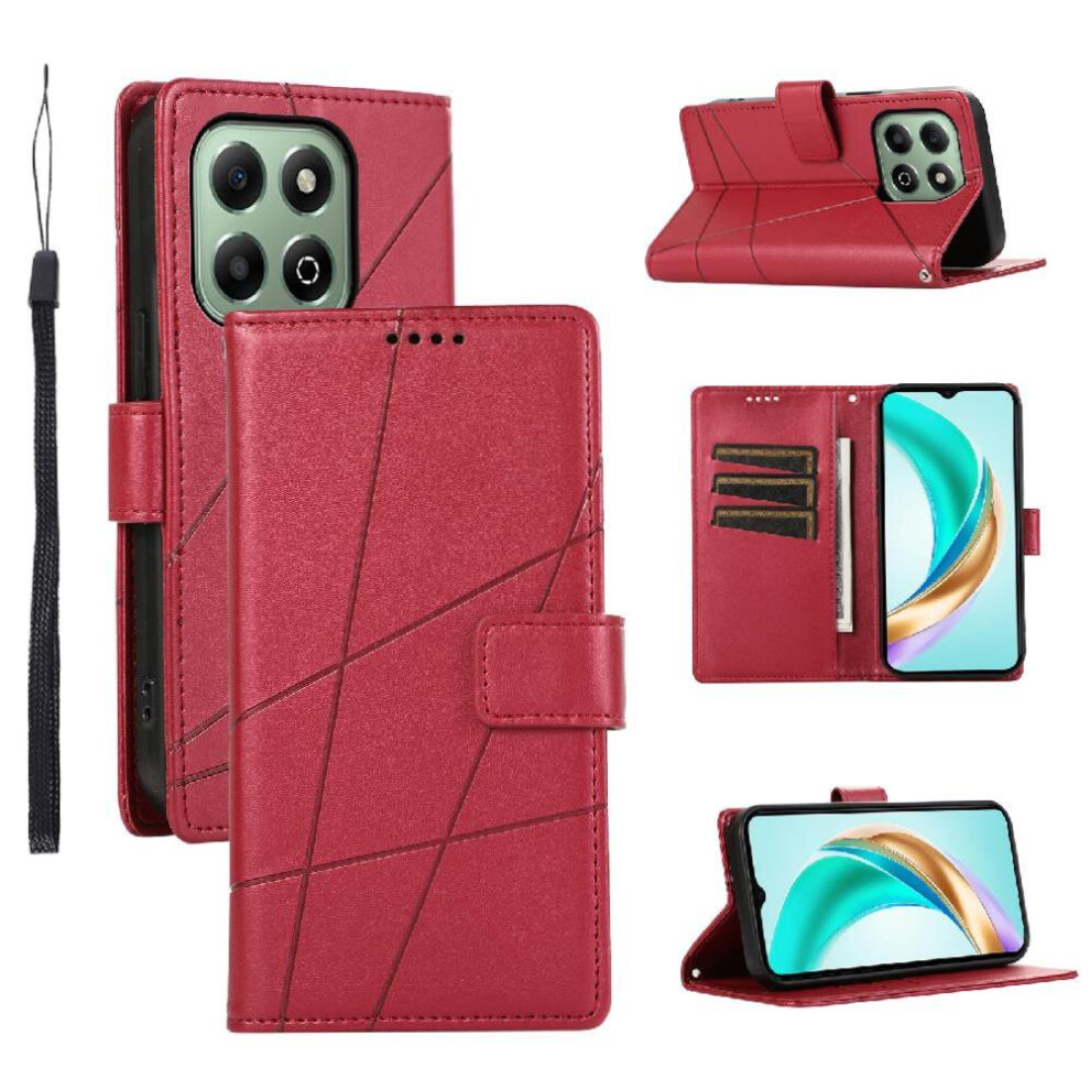(Red) Flip Case For Honor X6b Shock Absorbing Shockproof Three Card Slots Kickstand Red 764563613847