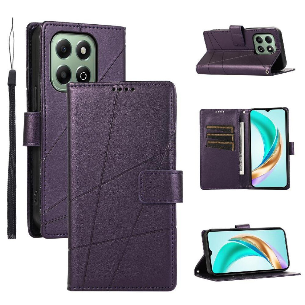 (Purple) Flip Case For Honor X6b Shock Absorbing Shockproof Three Card Slots Kickstand Purple 764563613878