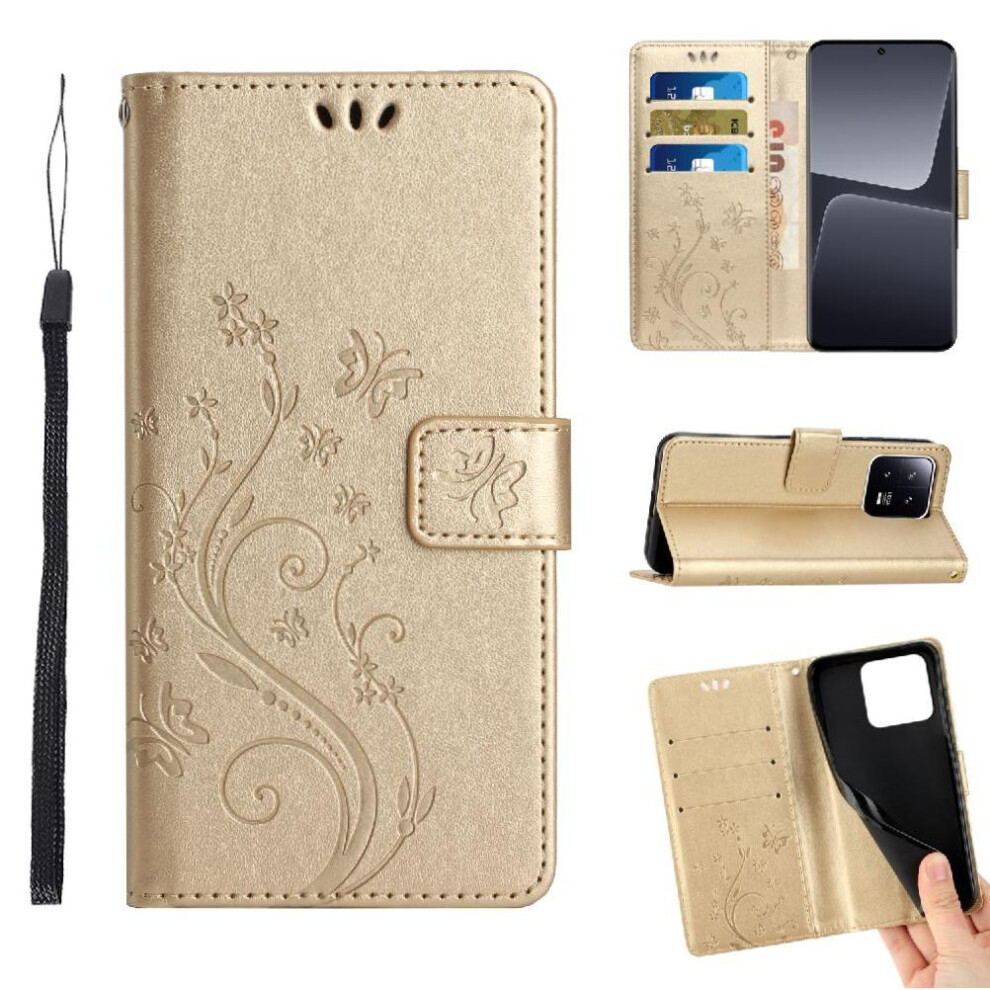 (Gold) Filp Case For Honor X6b Magnetic Closure Kickstand Card Holder Pu Leather Wrist Strap Gold 764563614196