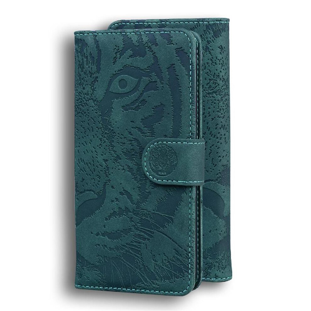 (Green) Flip Case For Honor X6b Embossed Cute Tiger Kickstand Protective Leather Wallet Green 764563614295