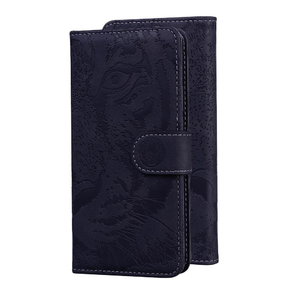 (Black) Flip Case For Honor X6b Embossed Cute Tiger Kickstand Protective Leather Wallet Black 764563614271