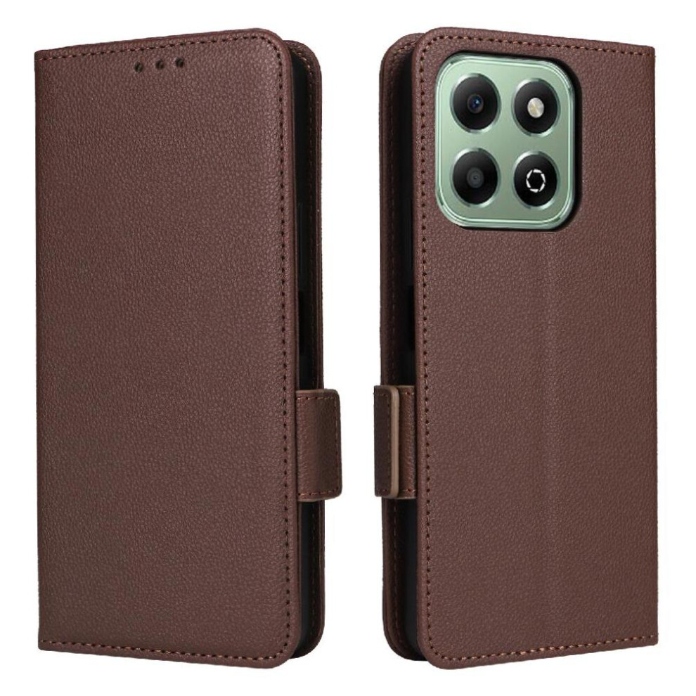 (Brown) Flip Case For Honor X6b 4G Side Buckle Pu Leather Wallet Card Slots Holder Magnetic Brown 764563614493