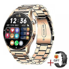 (Gold Steel Belt) Smart Watch For Adult Full Touch Screen Sport Fitness Watch Adult IP67 Waterproof Bluetooth For Android IOS Smartwatch Adult