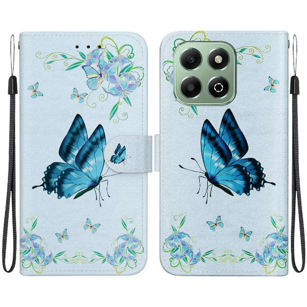 (C11 ) Case For Honor X6b Wallet Card Slots Pu Leather Magnetic Closure Butterfly Flower Painted 764563614882