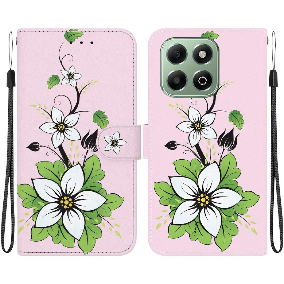 (C9 ) Case For Honor X6b Wallet Card Slots Pu Leather Magnetic Closure Butterfly Flower Painted 764563614868
