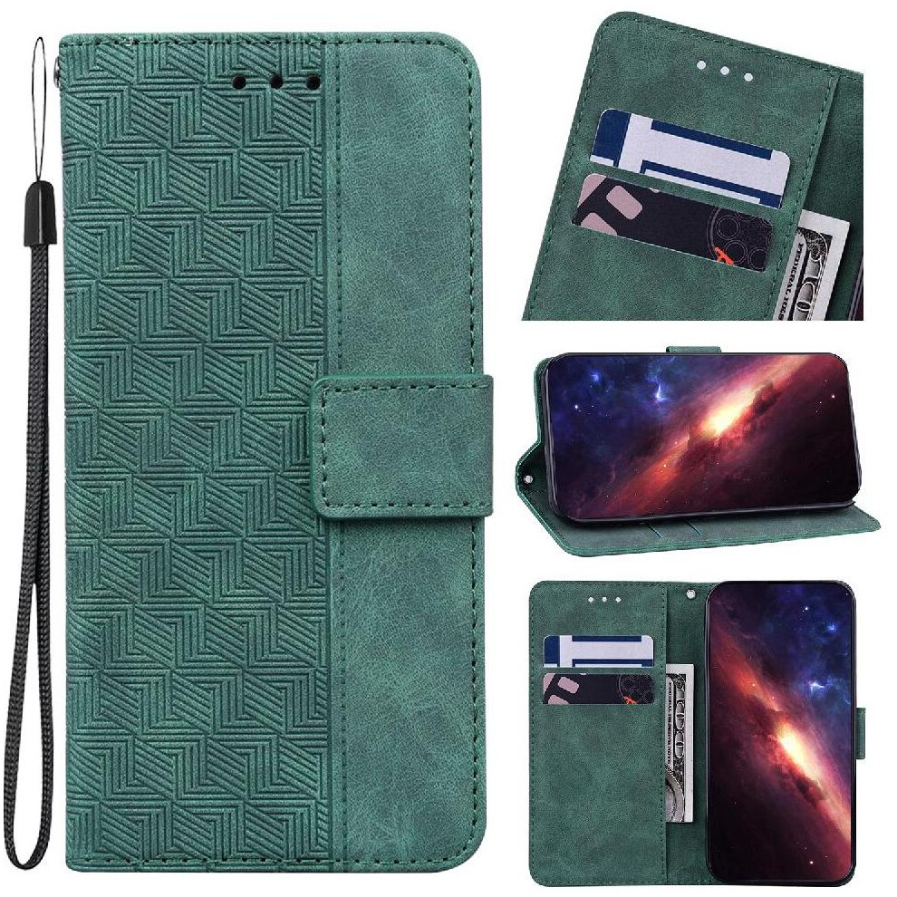 (Green) Flip Case For Honor X6b Flip Folio Kickstand Feature Geometric Embossed Premium Pu Leather Wallet Cover Green 764563614929