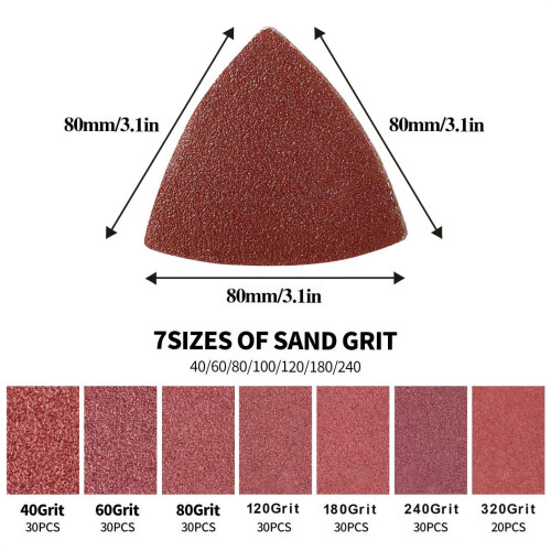 200pcs 80x80x80mm Triangular Sandpaper Red Sand 1