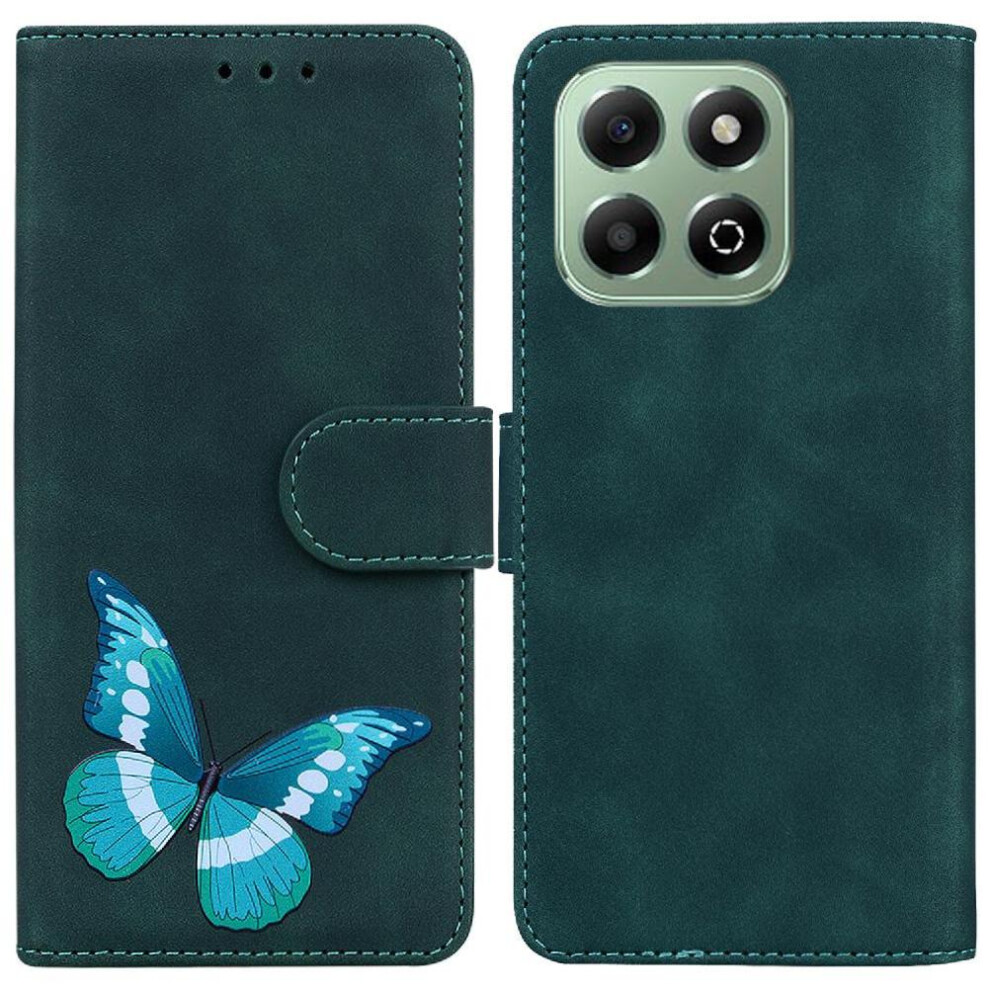 (Green) Flip Case For Honor X6b Card Slots Butterfly Flip Folio Cover Wallet Color Printed Green 764563615230