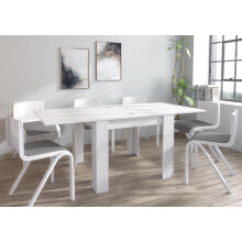 Furneo Modern Dining Table Only Extendable 90-180cm White Pine Effect Golden 02
