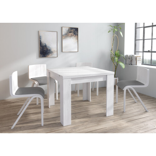Furneo Modern Dining Table Only Extendable 90-180cm White Pine Effect Golden 02 1