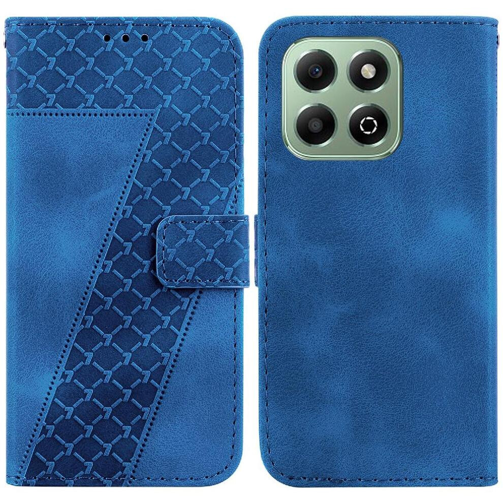 (Blue) Phone Case For Honor X6b Wallet Card Slot Function Embossed Pattern Flip Folio Cover Pu Leather Blue 764563615452