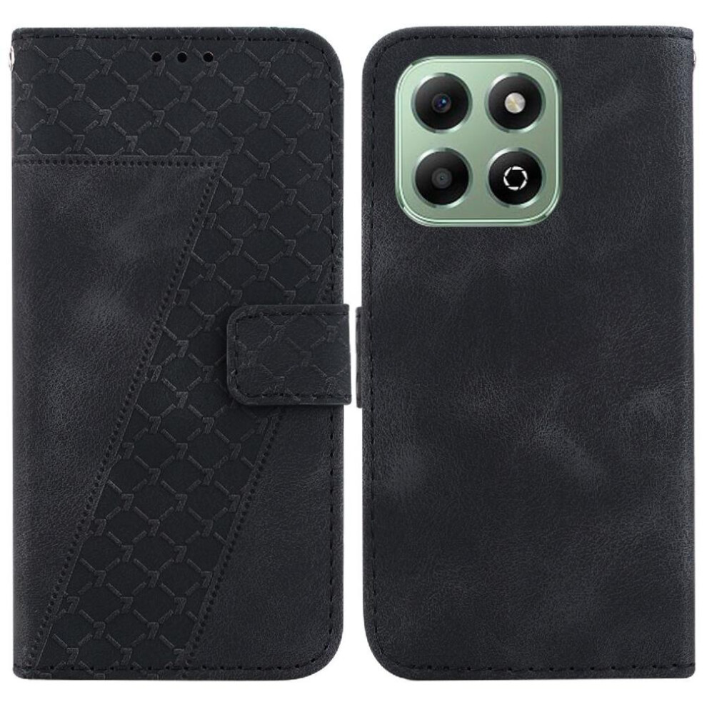 (Black) Phone Case For Honor X6b Wallet Card Slot Function Embossed Pattern Flip Folio Cover Pu Leather Black 764563615476