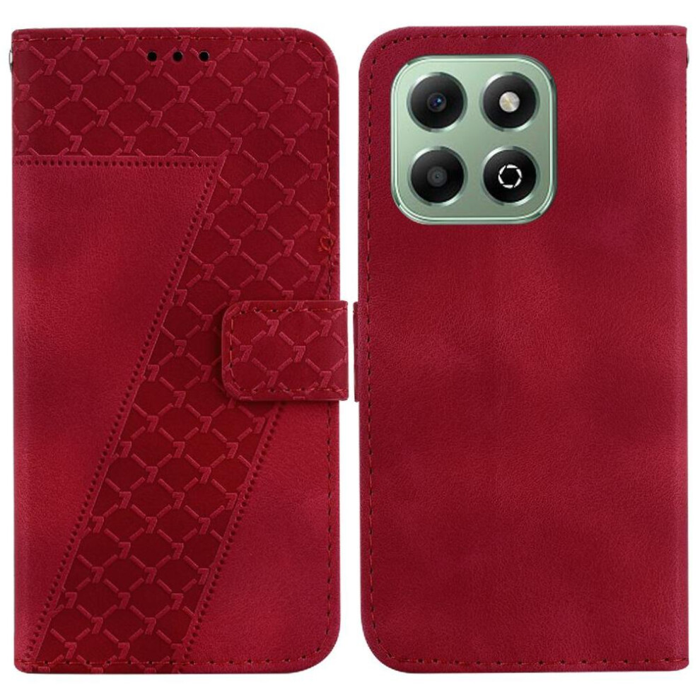 (Red) Phone Case For Honor X6b Wallet Card Slot Function Embossed Pattern Flip Folio Cover Pu Leather Red 764563615469