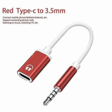 (red) 3.5mm Male to Type-c Female Headphone Converter Flat Adapter Analog Round S5J7