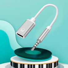 (gray) 3.5mm Male to Type-c Female Headphone Converter Flat Adapter Analog Round S5J7