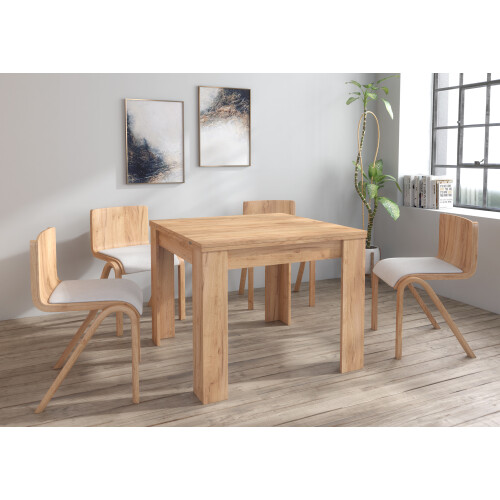 Furneo Modern Dining Table Only Extendable 90-180cm Oak Effect Golden 01 1