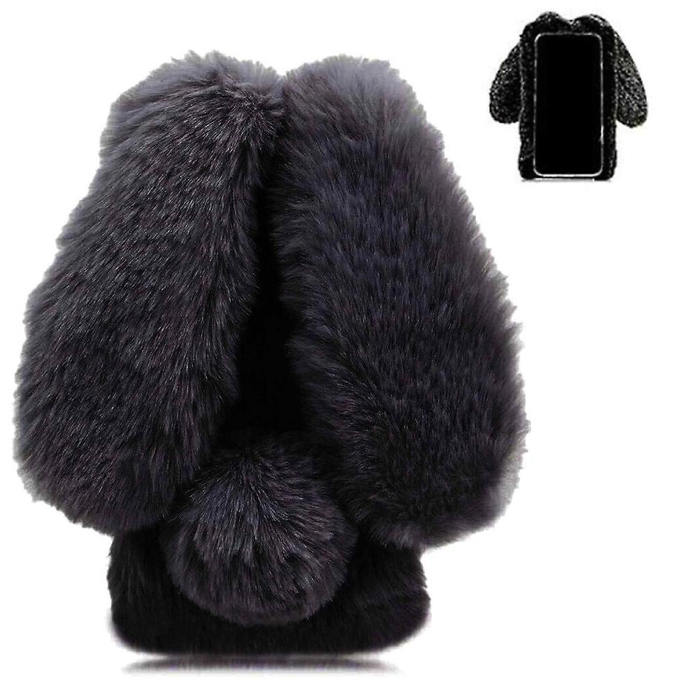 (Black) Case For Honor X6b 4G Autumn And Winter Lovely Plushrabbit Rabbit Furprotection Plushcase Black 764563615919