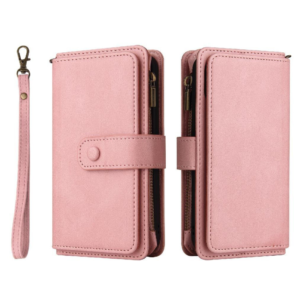 (Pink) Wallet Phone Case For Honor X6b With Card Slot Stand Zipper Poket Pu Leather Magnetic Closure Fifteen Card Slots Pink 764563615964