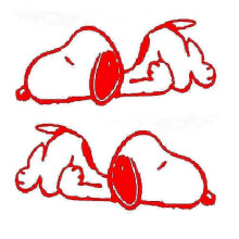 (Red) 1 Pair Cute Snoopy Car Rearview Mirror Stickers - Adorable Reflective Decals for Car Decoration