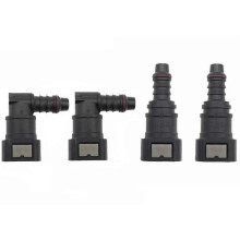 4x 9.89mm ID8 Curved Fuel Line Quick Connector with Filter Fitting & 90 Degree Fuel Quick Connect