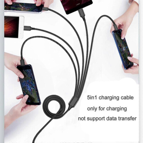 (One for three) Multi USB Charging Cable Nylon Braided 3/4/5 in1 Universal Fast Charger for Phone Tablet 1