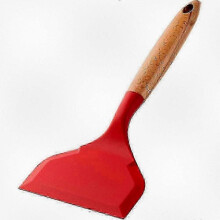 (red) Silicone Tamagoyaki Spatula with Wooden Handle - Non-Stick Kitchen Tool for Eggs, Pots & More - Safe & Versatile Scraper