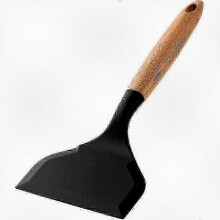 (black) Silicone Tamagoyaki Spatula with Wooden Handle - Non-Stick Kitchen Tool for Eggs, Pots & More - Safe & Versatile Scraper