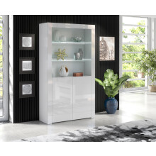 (White LED Lights) White Display Cabinet Cupboard Gloss & Matt Clifton20 LED Lights