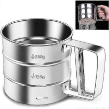 Hand-held Flour Sifter Made Of Stainless Steel, Fine-mesh Sieve, One-hand Sieve for Flour, Cocoa, Powdered Sugar And More, Powdered Sugar Shaker