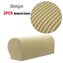 (Beige) 2PCS Armrest Covers Stretchy Chair or Sofa Arm Protectors Stretch to Fit New