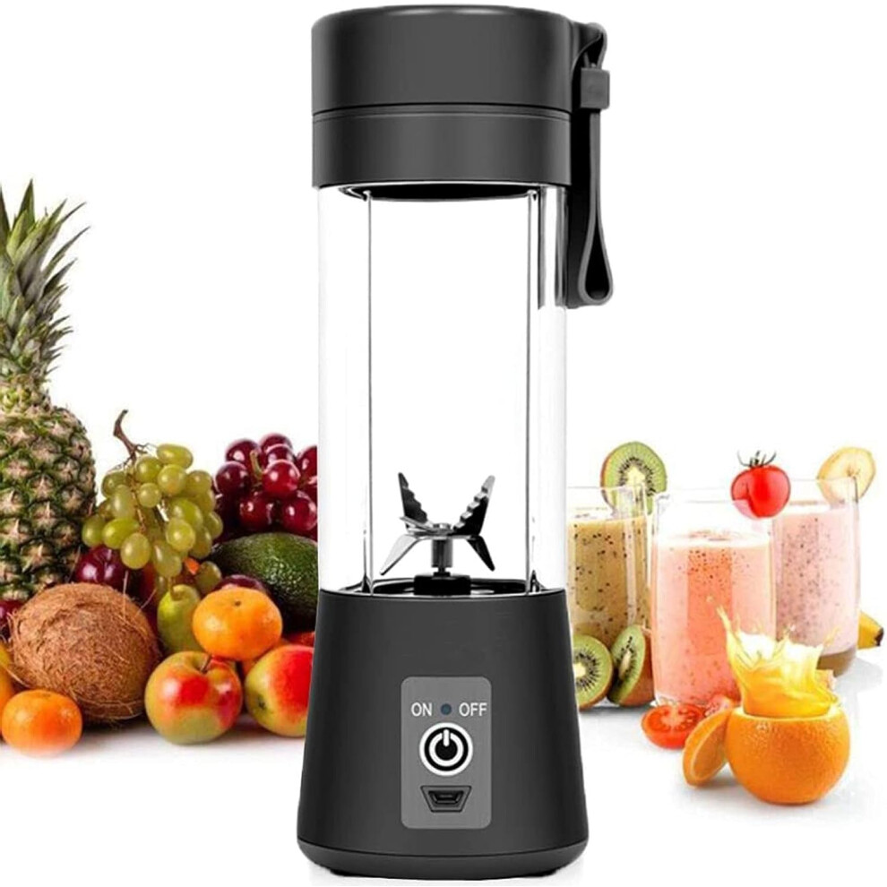Personal Blender, Portable Blenders Tumbler Electric Fruit Blender TYPE-C Juice Blender, Rechargeable, 6 3D Blades for Superb Blending, 380ml Black-image-OPC-PHMZBTR-NEW