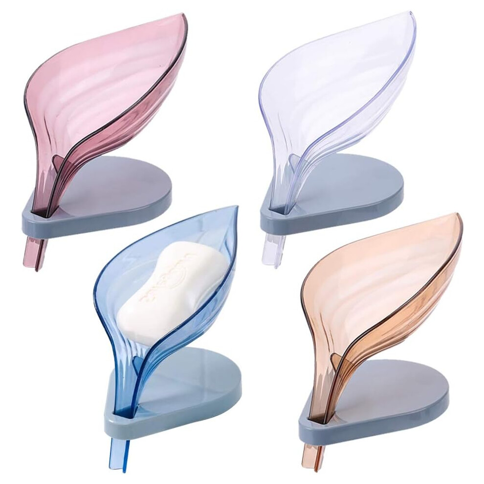 4pcs Plastic Soap Dish, Bathroom Soap Dish with Suction Cups, Draining Soap Box for Sponges and Soaps in Bathroom-Kitchen-image-OPC-PHMZCSX-NEW