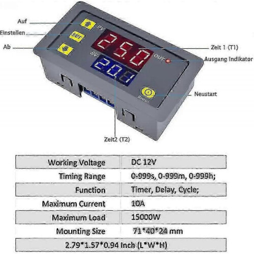 12V Time Relay 12 Volt Timer Relay Outdoor 10A Digital Tail-off Relay Adjustable Gift 1