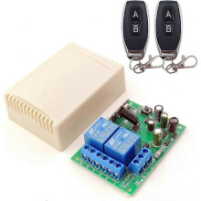 433Mhz RF Wireless Remote Switch, 2 Channel AC 110V-240V Relay Receiver with 2 Remotes for Garage Door, Roller Shutter, Lights, Pumps