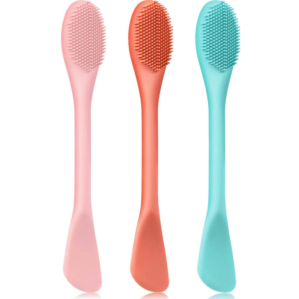 Luyu Set Of 3 Double-Tipped Silicone Facial Mask Brushes, Silicone Facial Mud Mask Application Brushes, Cosmetic Makeup Brushes