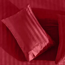(Stripe Pillowcase Pair, Burgundy) Luxury Stripe Duvet Cover Bedding Set Fitted Sheet