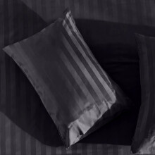 (Stripe Pillowcase Pair, Black) Luxury Stripe Duvet Cover Bedding Set Fitted Sheet