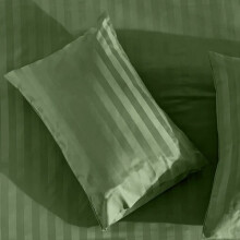 (Stripe Pillowcase Pair, Olive Green) Luxury Stripe Duvet Cover Bedding Set Fitted Sheet